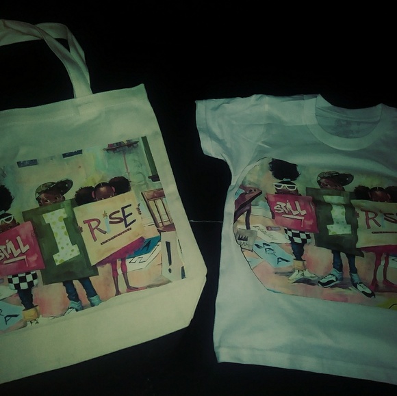 Matching kid shirt and small tote bag set - Picture 2 of 2